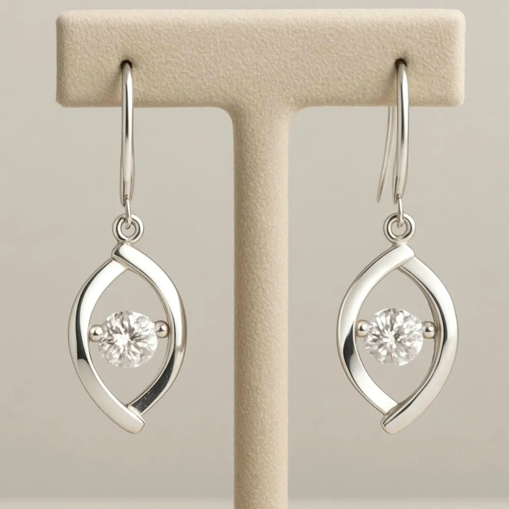 Sterling Silver CZ Heartbeat Dangle Earrings 2.00 ctw